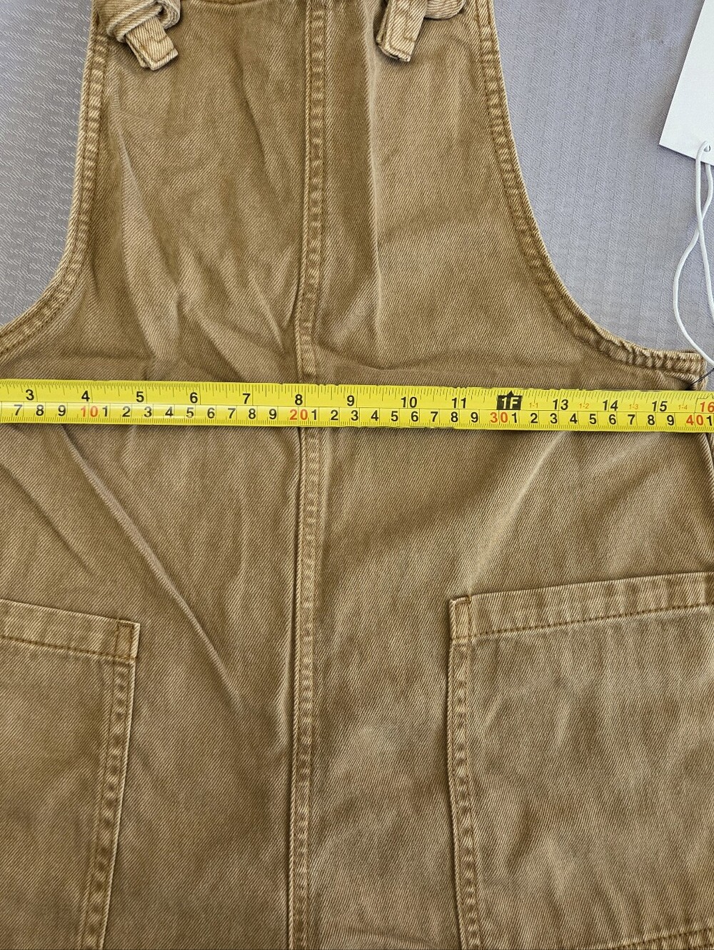 Zenana Womens Deep Camel Washed Denim Knot Strap Overalls WideLeg NEW-Size Small - Picture 7 of 12